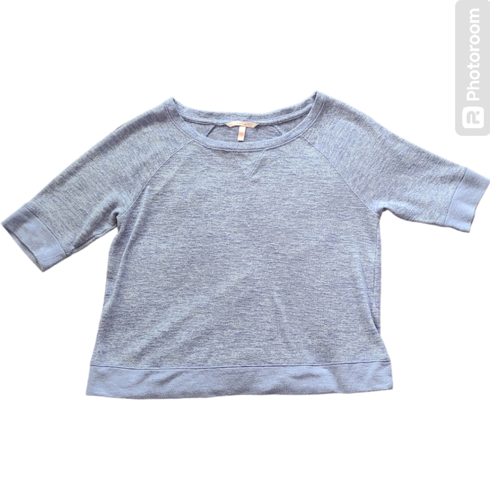 Victoria's Secret half sleeve shirt sheer lightweight top small light blue/white